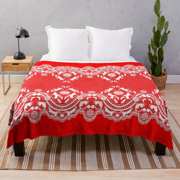 Item preview, For lovers of cats, lace and fashion. White with a red orange background designed and sold by SueKnox.