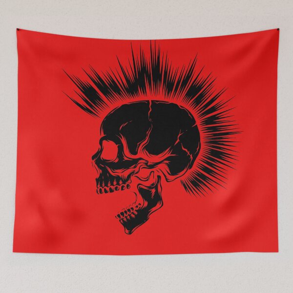 Item preview, Black Punk Skull with Mohawk designed and sold by Ikaroots.