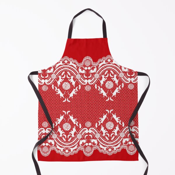 Item preview, For lovers of cats, lace and fashion. White with a red background designed and sold by SueKnox.
