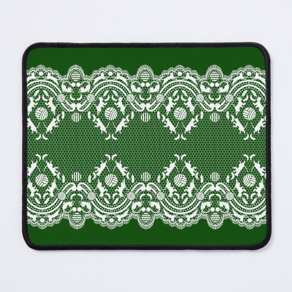 Item preview, For lovers of cats, lace and fashion. White with a green background designed and sold by SueKnox.