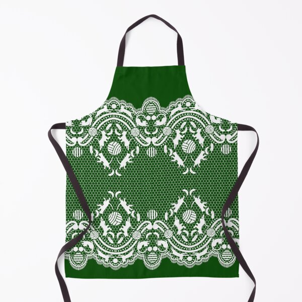 Item preview, For lovers of cats, lace and fashion. White with a green background designed and sold by SueKnox.
