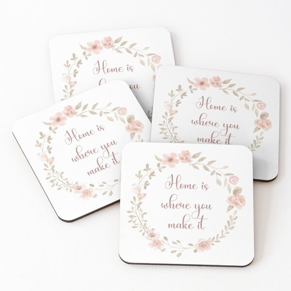 Item preview, El hogar es donde lo haces diseño acuarela rosa y beige. designed and sold by stickers-custom.