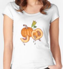 Pumpkin night life pattern Women's Fitted Scoop T-Shirt