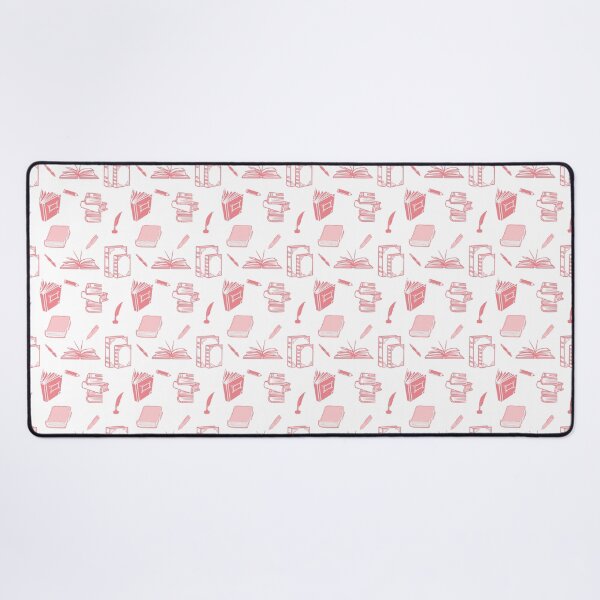 pink books -white backgroung pattern Desk Mat