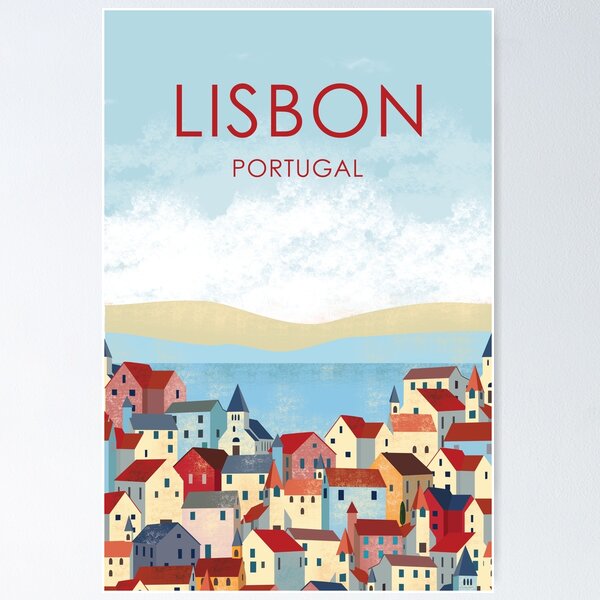 Aperçu de l'œuvre Lisbonne Lisbonne Portugal travelposter vintage créée et vendue par Arctic frame studio.