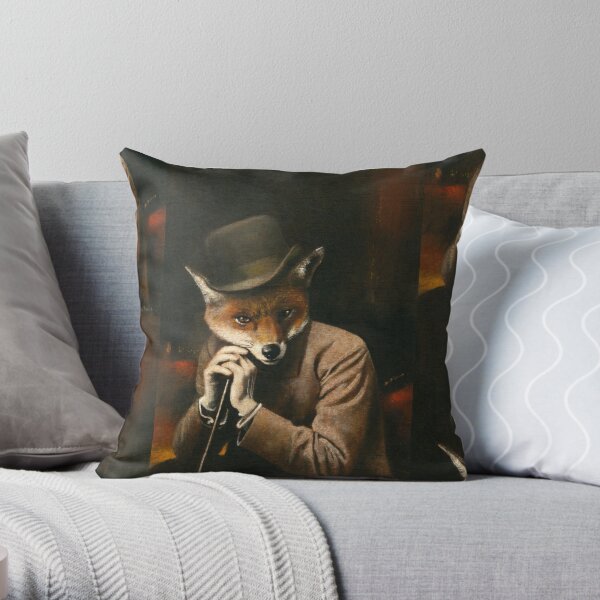Edwardian Gentleman Fox Throw Pillow