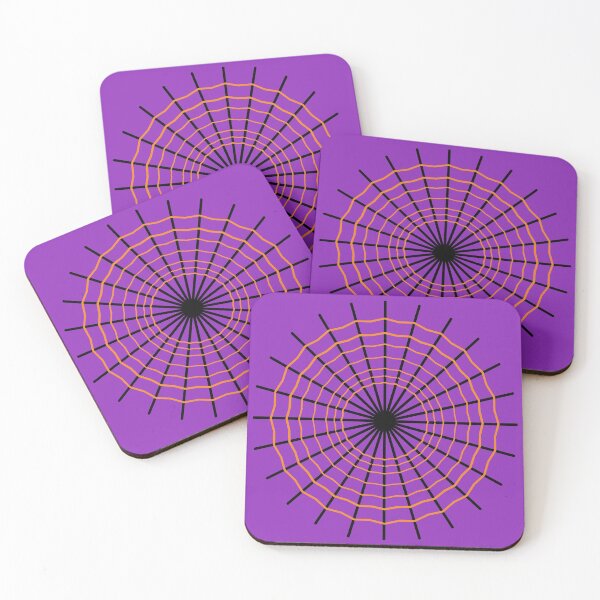 Item preview, The orange and black spider web in Halloween color pallette on the violet background designed and sold by IraNiva.