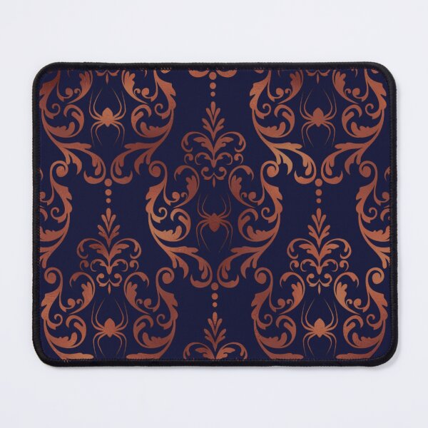 Item preview, Vintage Damask Pattern, Deep Blue and Copper effect, with Spiders  designed and sold by Orianah.