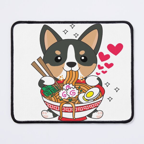 Item preview, Black Corgi Eating Ramen Cute Kawaii Noodles designed and sold by YueHeng Creates ⭐⭐⭐⭐⭐.