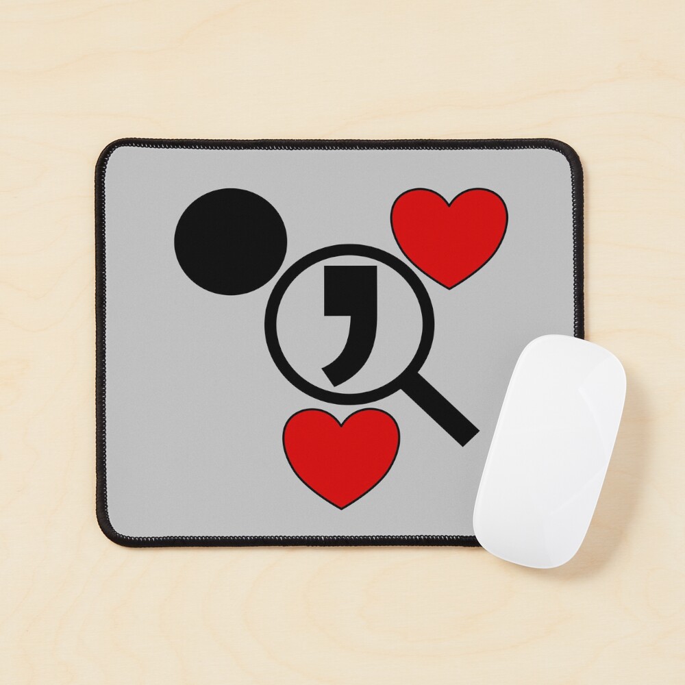 Dot searching for comma. Funny Valentine day gift idea Mouse Pad