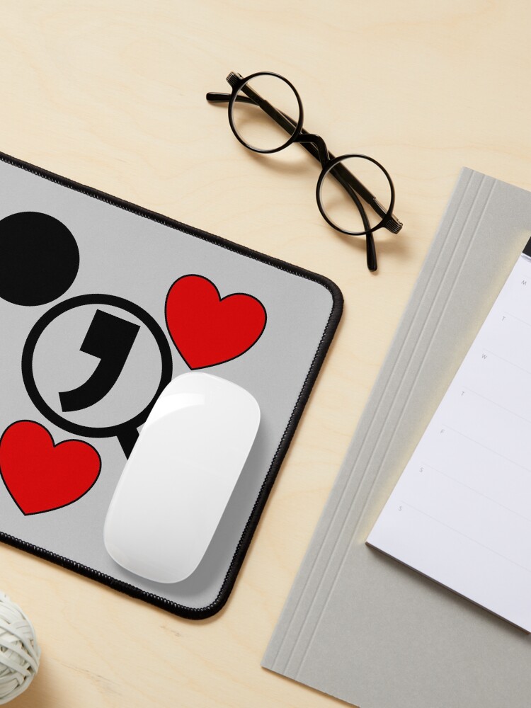 Alternate view of Dot searching for comma. Funny Valentine day gift idea Mouse Pad