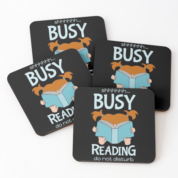 Item preview, shh... Busy Reading Do Not Disturb, black background designed and sold by nutmegfairy.