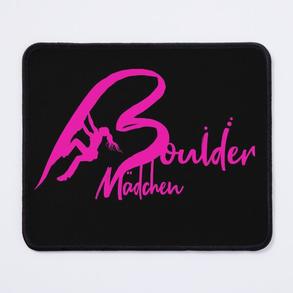 Item preview, Boulder girl bouldering logo in pink with bouldering gift designed and sold by MadandMean.