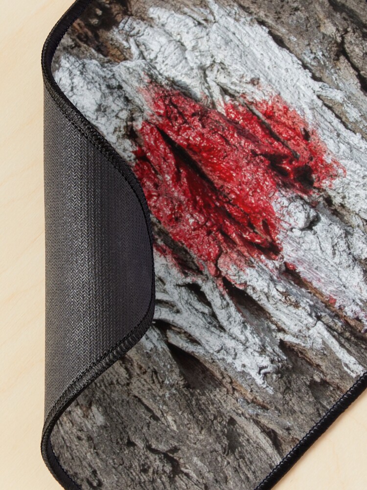 Alternate view of Forest tree, marked with red and white circle, wooded bark texture, original photography Mouse Pad