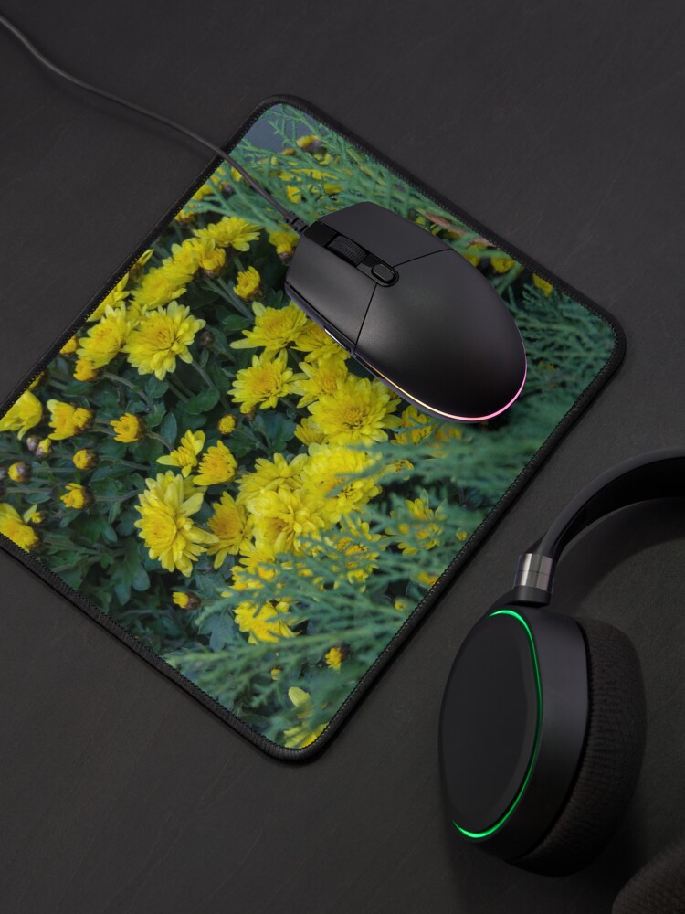 Alternate view of Floral Autumn arrangement. Chrysanthemums, yellow and dark purple, red Mouse Pad