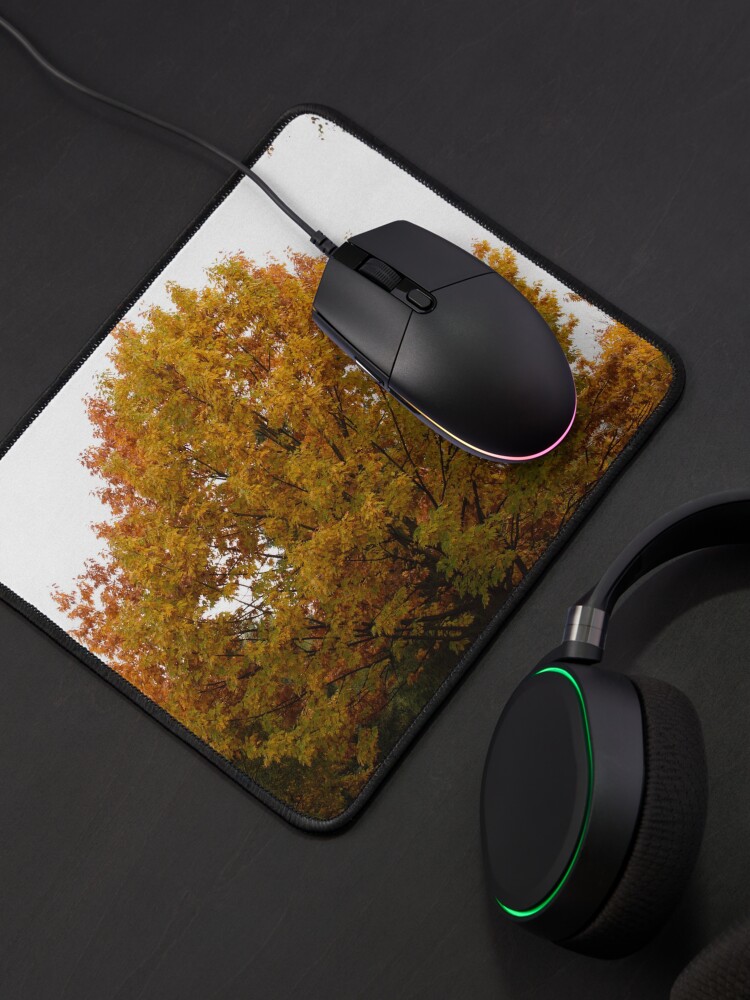 Alternate view of Autumn leaves in oranges and reds and greens. Fall colors tree Mouse Pad