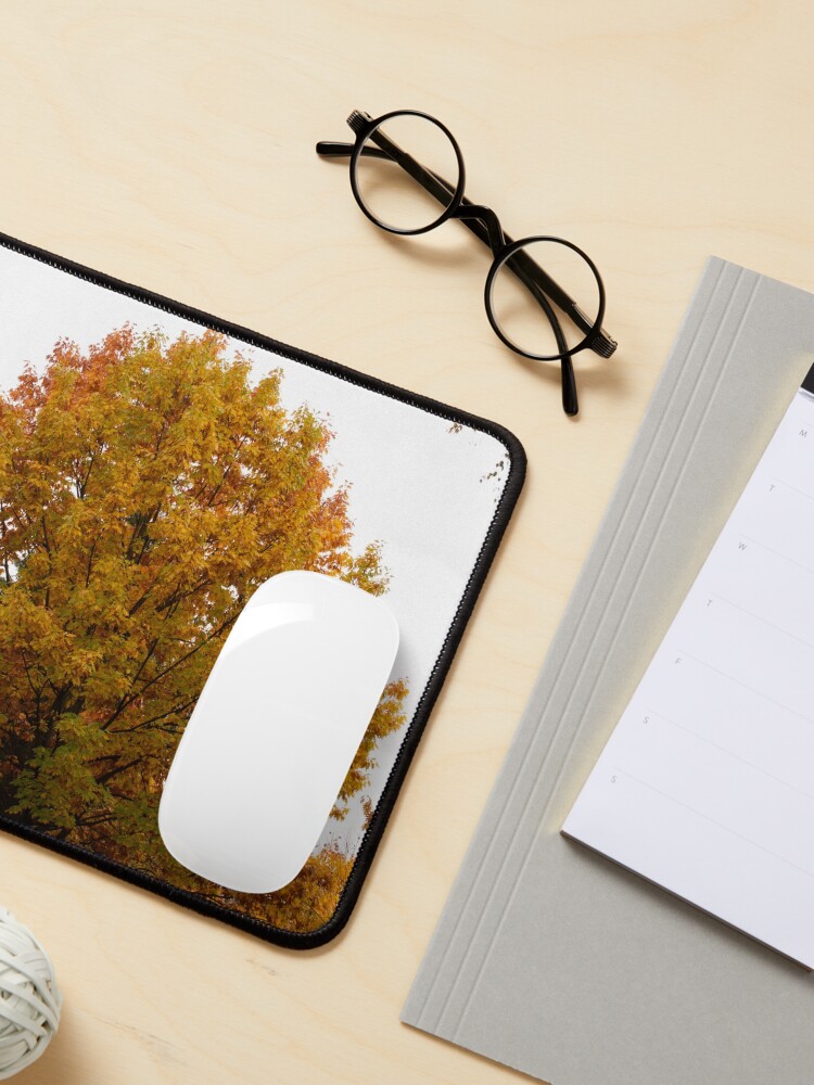 Alternate view of Autumn leaves in oranges and reds and greens. Fall colors tree Mouse Pad