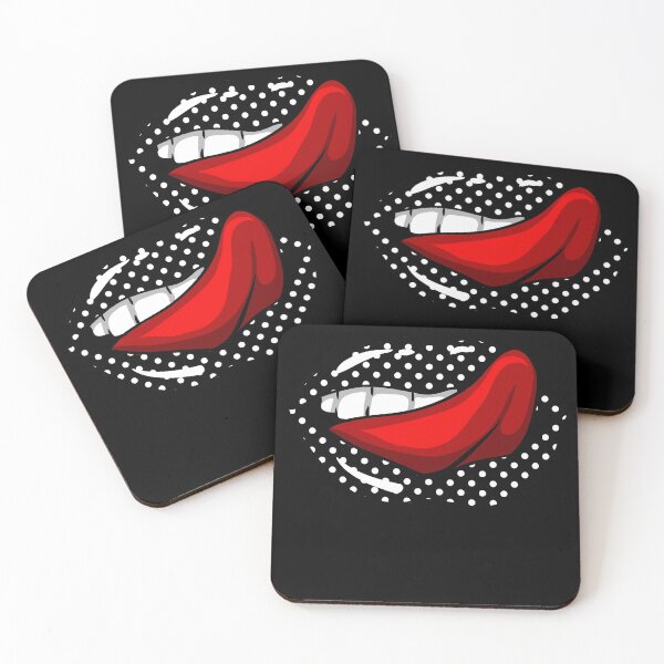 Item preview,  Artistic Abstract  Stripes with Black and White Polka Dots Pattern Lips - by Iskybibblle designed and sold by Iskybibblle.