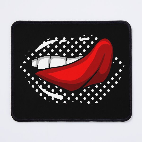 Item preview, Artistic Abstract Stripes with Black and White Polka Dots Pattern Lips - by Iskybibblle designed and sold by Iskybibblle.