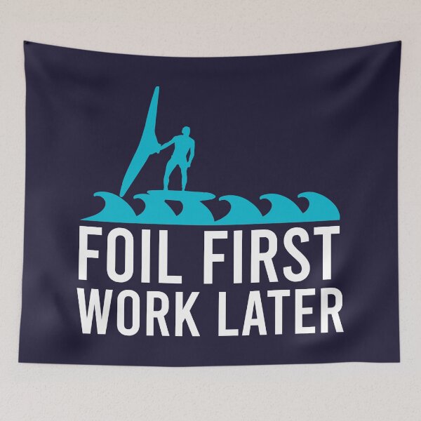 Item preview, Surfer Foil First Work Later Wing Foiling Gift designed and sold by vicoli-shirts.