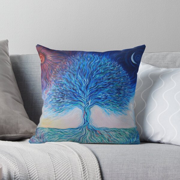 Sun, Moon, Tree of Life Throw Pillow