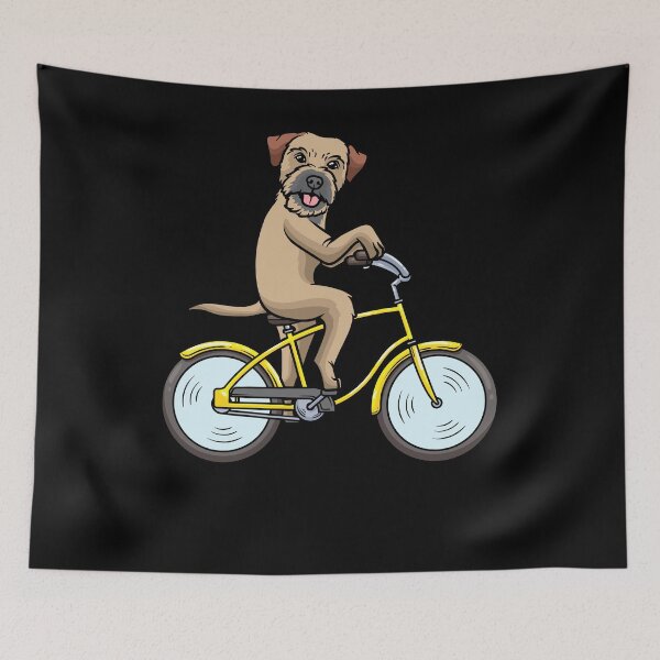 Item preview, Border Terrier Dog With Bicycle Cyclist designed and sold by ZimStar.