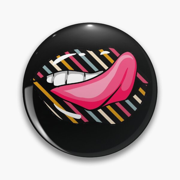Item preview, Artistic Abstract  Multicolor Stripes Pattern Lips  with Pink Tongue - by Iskybibblle designed and sold by Iskybibblle.