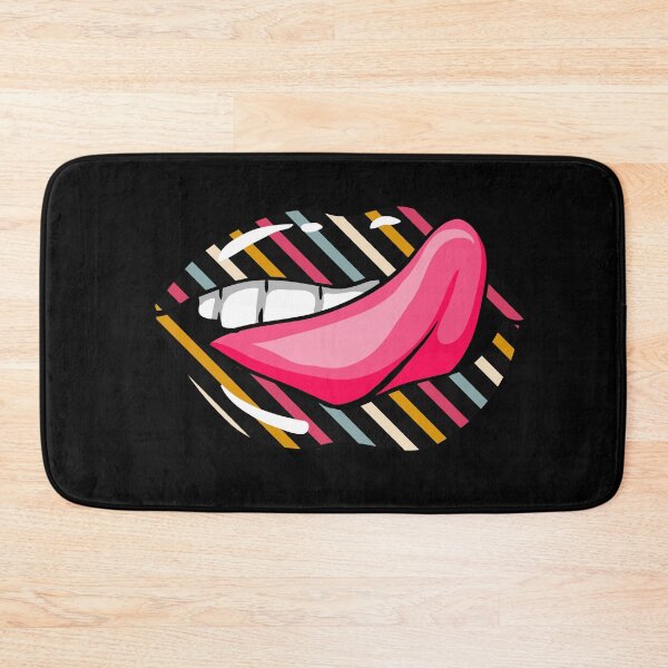 Item preview, Artistic Abstract  Multicolor Stripes Pattern Lips  with Pink Tongue - by Iskybibblle designed and sold by Iskybibblle.