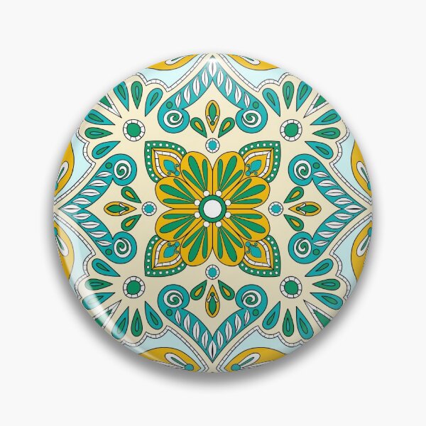 Aperçu de l'œuvre Modèle de tuile marocaine - Jaune et vert - Conception détaillée d’impression de bloc, modèle simple créée et vendue par SemDesigns1.