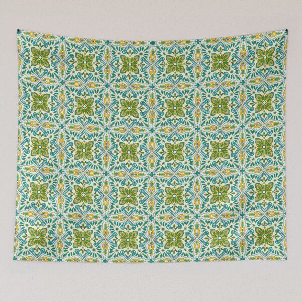 Item preview, Moroccan Tile Pattern - Yellow and Green - Detailed Block Print Design, simple pattern designed and sold by SemDesigns1.