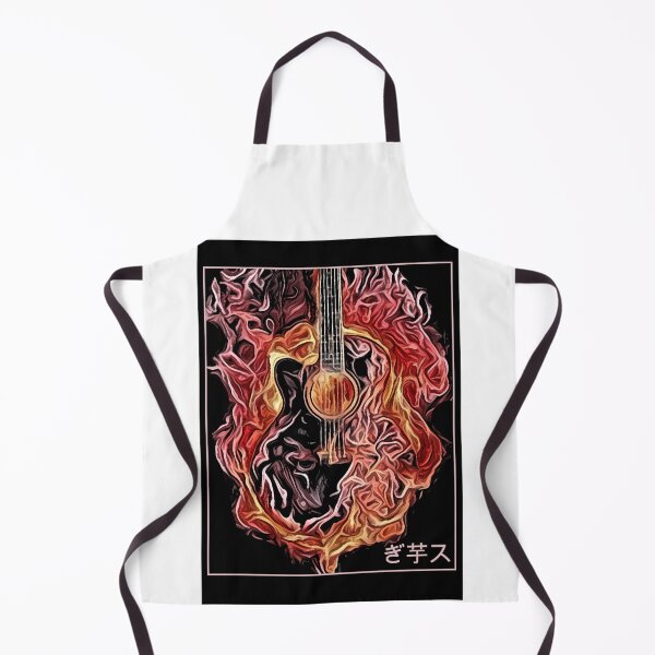 Item preview, Guitar on fire with japanese text - music minimal abstract art in black designed and sold by hasbeenz.