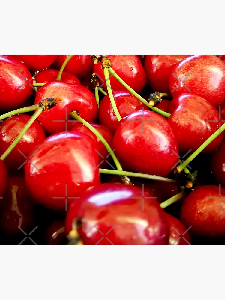 Fresh red cherries with dewdrops on them. Healthy lifestyle by CWartDesign
