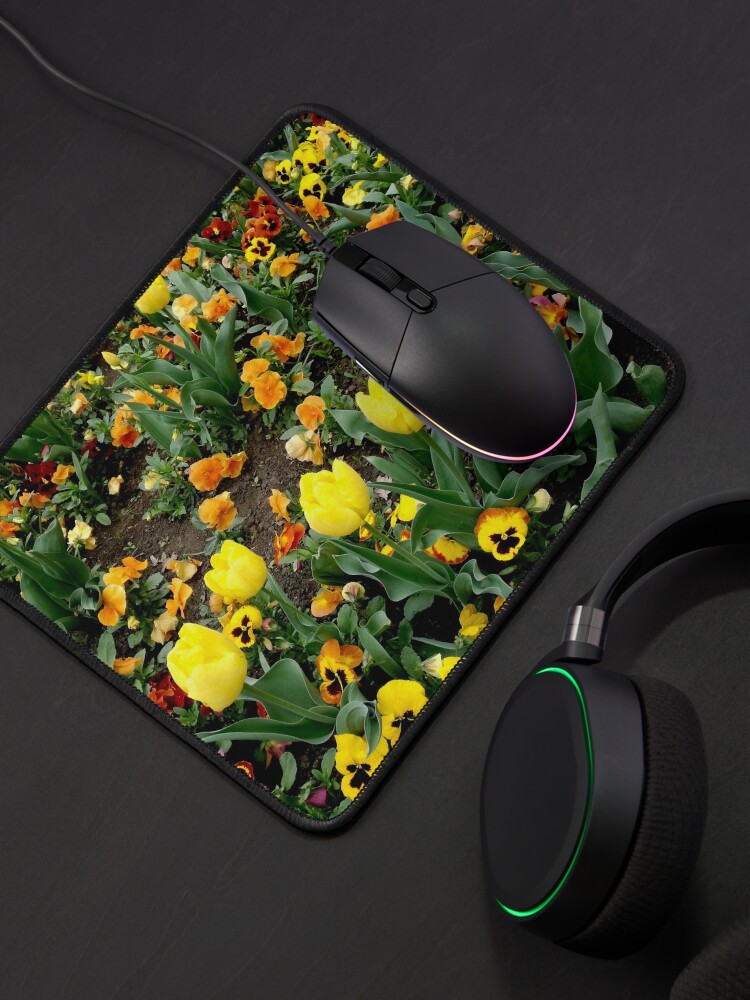 Alternate view of Ask me about my plants. Childhood flower garden, mixture of all colors, nature, relaxation Mouse Pad