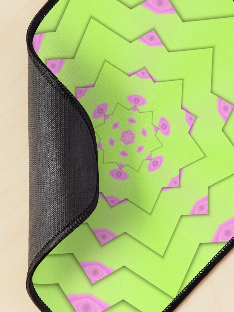 Alternate view of Light neon green and light purple geometric pattern Mouse Pad