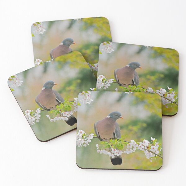 Item preview, Wood pidgeon on a blossom branch designed and sold by Elvira Draat.