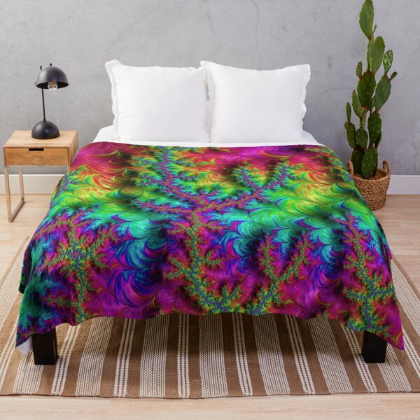 Item preview, Vibrant Neon Rainbow Groovy Boho Hippie Branching Fractal Abstract Art designed and sold by Kaleiope Studio.