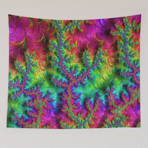 Item preview, Vibrant Neon Rainbow Groovy Boho Hippie Branching Fractal Abstract Art designed and sold by Kaleiope Studio.