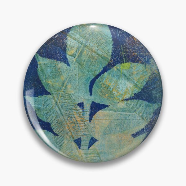 Item preview, Botanical monoprint of real leaves in beautiful blues with hints of orange. designed and sold by AliSullivanArt.