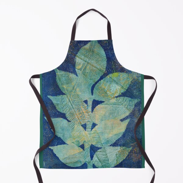 Item preview, Botanical monoprint of real leaves in beautiful blues with hints of orange. designed and sold by AliSullivanArt.