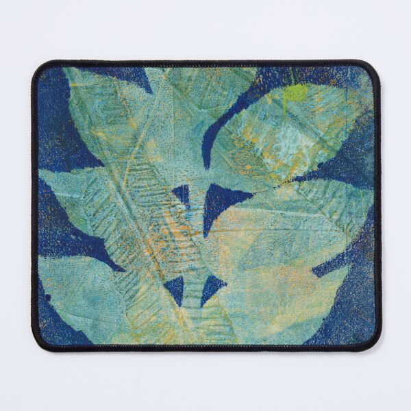 Item preview, Botanical monoprint of real leaves in beautiful blues with hints of orange.  designed and sold by AliSullivanArt.