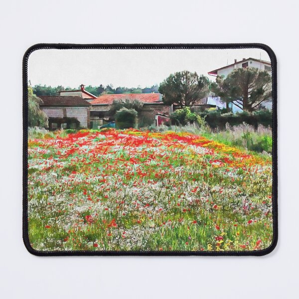 Old Farm House With Poppies Mouse Pad