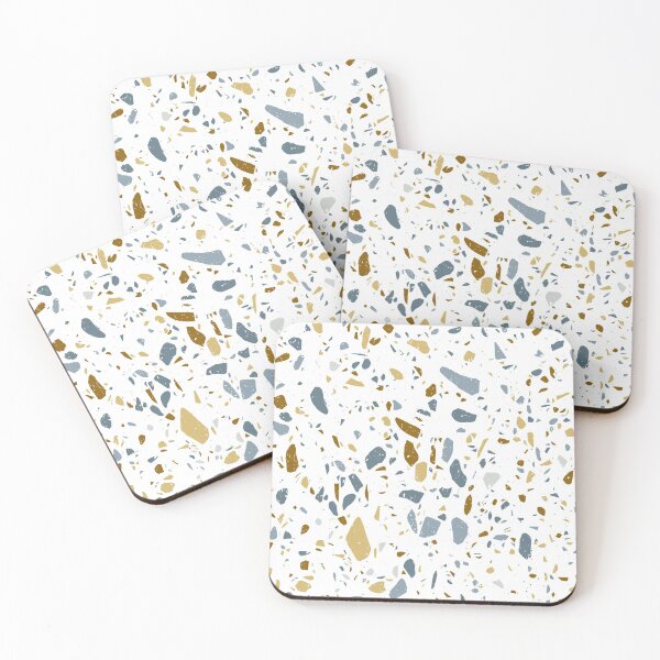 Item preview, Modern White, Blue and Brown Terrazzo Pattern designed and sold by thesnowwhyte.
