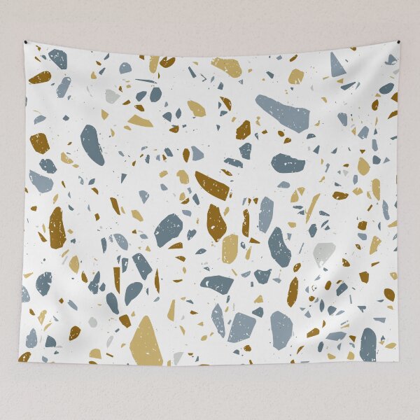 Item preview, Modern White, Blue and Brown Terrazzo Pattern designed and sold by thesnowwhyte.