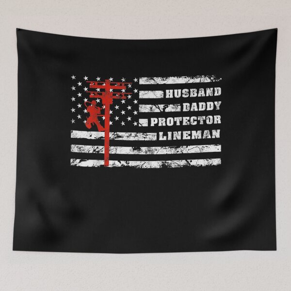 Item preview, Hus Daddy Protector Electric Cable Lineman American Flag designed and sold by aliceshe.