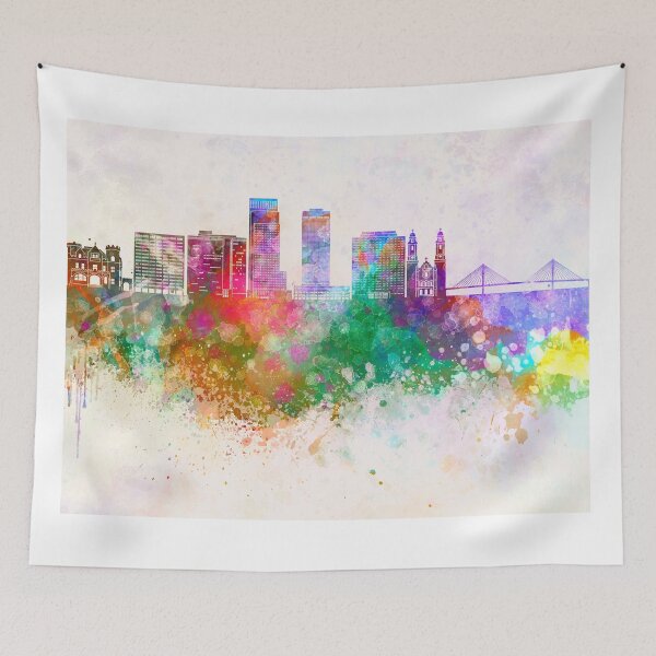 Item preview, Omaha V2 skyline in watercolor background designed and sold by paulrommer.