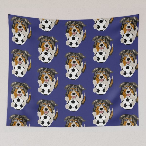 Item preview, Funny Australian Shepherd Dog Playing Soccer designed and sold by Nature's Fancy.