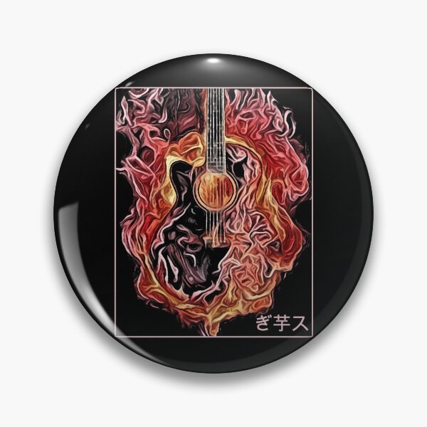 Item preview, Guitar on fire with japanese text - music minimal abstract art designed and sold by hasbeenz.