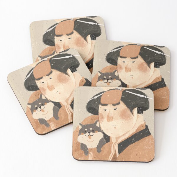 Item preview, Japanese Classic Painting Ukiyo-e Sharaku kabuki with shiba inu dog designed and sold by lisasaputra.