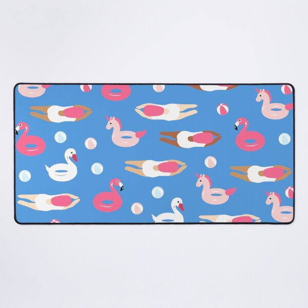 Item preview, Cute Swimmer and Pool Floats on Blue Background designed and sold by kapotka.