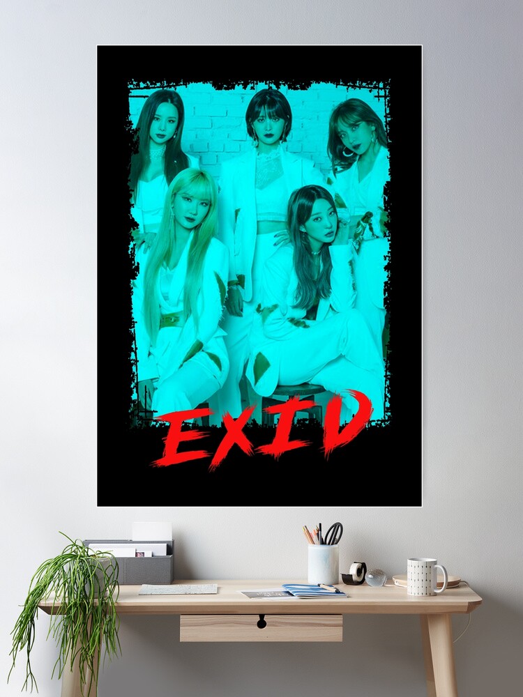 EXID メンバー全員サイン入りポスター EXID Kpop Group Members Blue Korean Kpop RGB Color Design